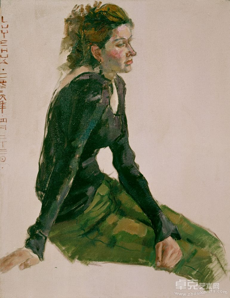 《买哈巴侧像》100x80cm