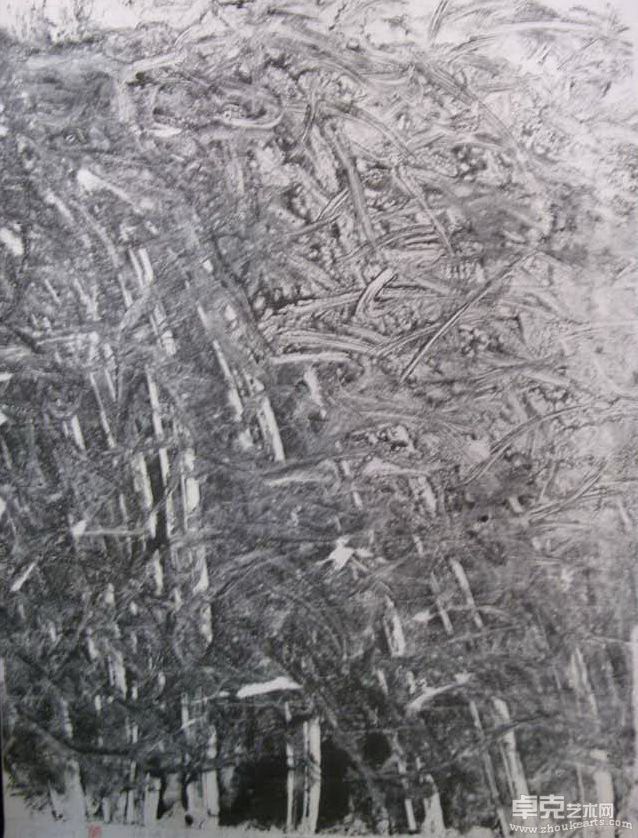 玻璃版畫-風竹1