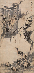 野塘双雁图