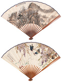 吴青霞 尤冰如 1945年作 山水 花卉 成扇