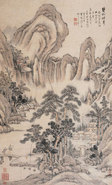 双松挺秀 立轴