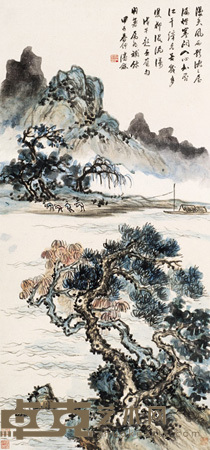 潘和 风雨归舟图 立轴 94×44cm