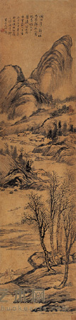 蒙而着 山水 立轴 113×27cm