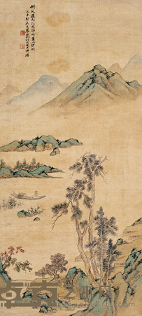 王竹虚 1919年作 垂钓图 立轴 89×40cm