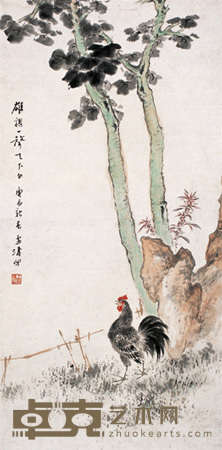 王雪涛 1940年作 雄鸡一声天下白 立轴 67×33cm