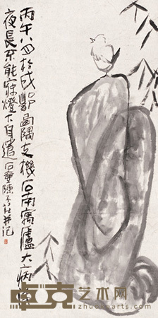 陈子庄 1966年作 花鸟 立轴 104×52cm