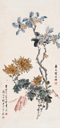陆恢 朱偁 花卉 立轴