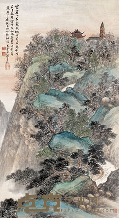 尤小云 灵岩山 立轴 107×58cm