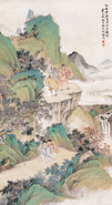 沙佐 徐曦 1899年作 山水人物 立轴