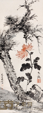 何香凝 吴琴木 花卉 立轴 70×27cm