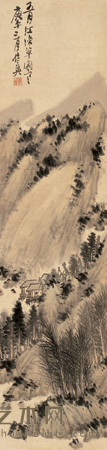 草阁江深 立轴 141.5×34cm