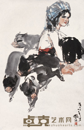 史国良 少女 镜心 68×45cm