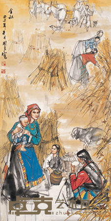 史国良 2003年作 金秋 镜心 136×70cm