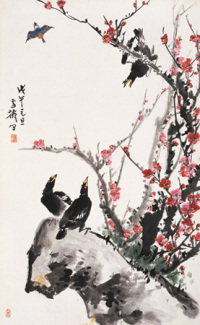 王雪涛 戊午(1978)年作 鸣春图 立轴