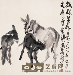 黄胄 1978年作 三驴图 立轴 68.5×67cm