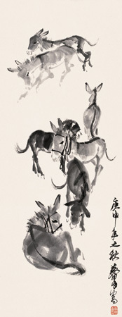 黄胄 庚申(1980)年作 群驴图 镜心