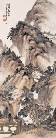 萧俊贤 戊子 (1948)年作 夏日山居 立轴 99.5×40.5cm