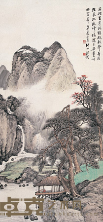 汪琨 乙丑(1925)年作 松亭临溪 屏轴 111×51cm