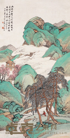 汪琨 丁卯(1927)年作 幽溪绝壑 立轴 138×69.5cm