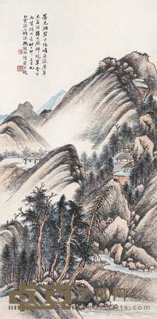 冯超然 丁卯(1927)年作 峰峦草木 立轴 106×52cm