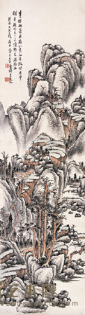 吴徵 壬戌(1922)年作 溪声树色 立轴 143×39cm