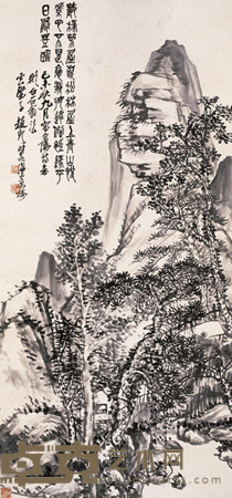 赵云壑 己未(1919)年作 松林茅屋 立轴 128.5×60cm