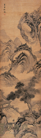 云壑松风 立轴 163×49cm