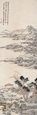 秋山树亭 立轴 130×42.5cm