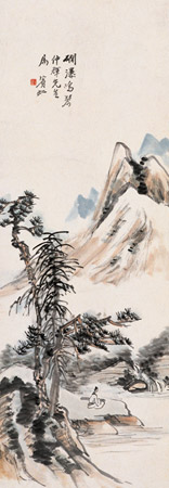 涧瀑鸣琴图 立轴88.8×31cm