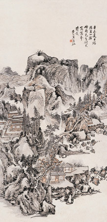 夏日山居图 立轴130.8×63.5cm