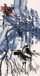 荷花双鹭