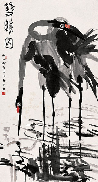 双鹤图179*96.5cm