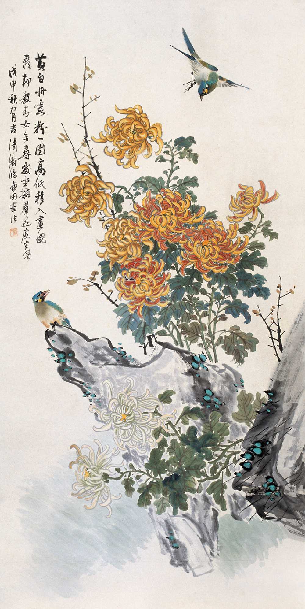 金梦石1908年作花鸟图立轴_无锡文物2006春季古玩书画艺术品竞买会_无锡