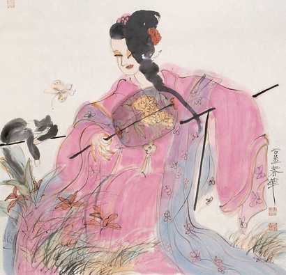杨春华 仕女 镜心