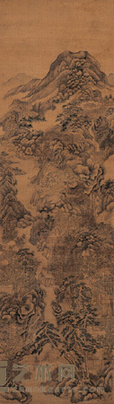 溪桥松荫 立轴 106.5×30cm