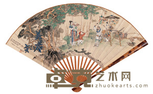 货郎担图 成扇 19×51cm