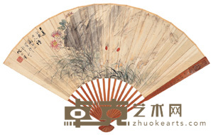 倪田 癸卯 （1903）年作 月宫不寂 成扇 18×50cm