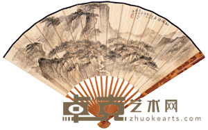申石伽 辛巳（1941）年作 松陵读易 行书 成扇 18.5×50.5cm