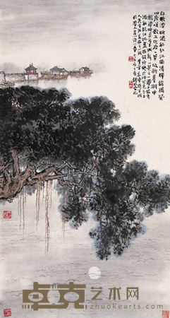钱松嵒 游白鹅潭 立轴 87×46.5cm