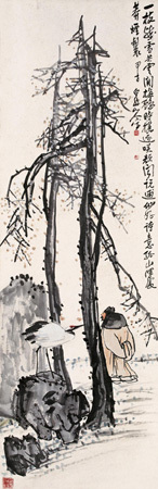 王震 甲子（1924）年作 孤山拜梅 立轴