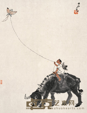 李可染 放牛娃 立轴 62×47cm