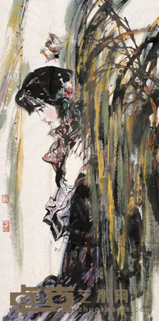 林墉 少女图 镜心 136.5×68cm