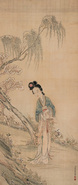 柳荫仕女 立轴
