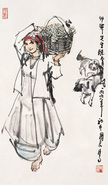 人物 狗 镜心