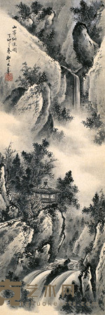 山亭纳凉阁 立轴 103×34cm