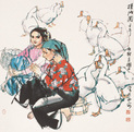 史国良 搓线图 镜心
