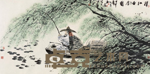 清江垂钓图 镜心 137×68cm