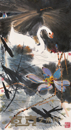 荷塘清趣 镜心 75.5×41cm