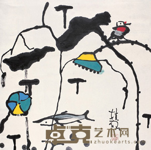 张桂铭 荷塘秋声 立轴 67.5×68cm