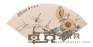 刘奎龄 秋塘晚霁（书画双挖） 镜心 18×50cm